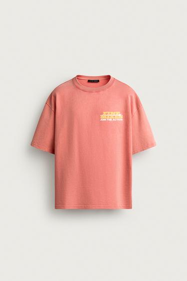 WASHED PRINTED SLOGAN SWEATSHIRT - Faded pink by Zara
