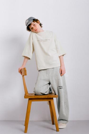 FADED-EFFECT SLOGAN T-SHIRT - Ecru by Zara
