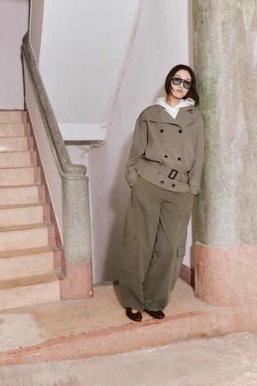 OVERSIZE CARGO TROUSERS - Dark khaki by Zara