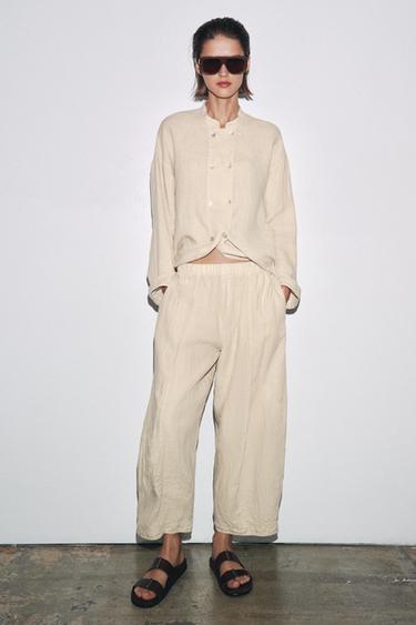 100% LINEN OVERSHIRT AND TROUSERS SET - Printed by Zara - Image 0
