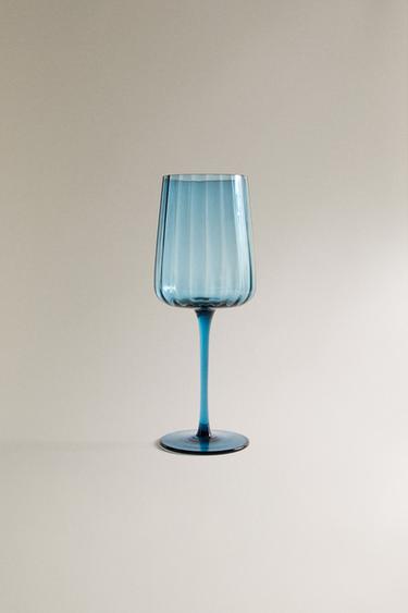 GLASS WITH LINES - Blue by Zara