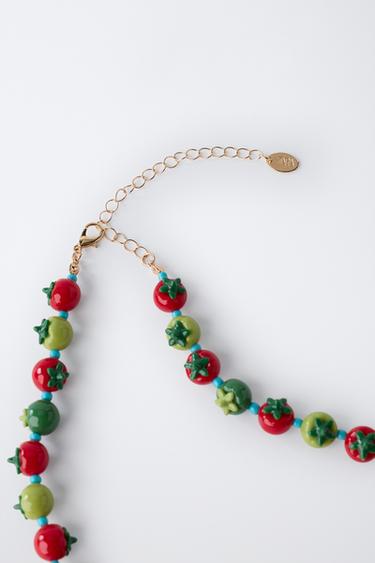 TOMATO BEAD NECKLACE - Red by Zara