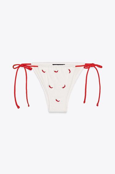 EMBROIDERED BIKINI BOTTOMS - Ecru by Zara