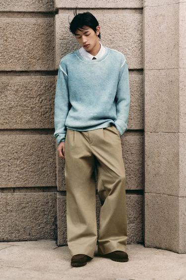 WIDE-LEG PLEATED TROUSERS - Beige by Zara