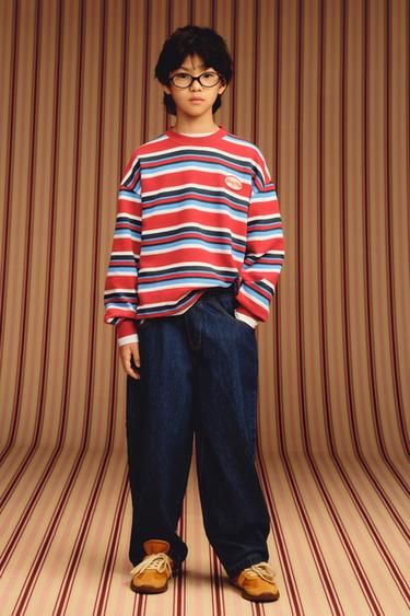 STRIPED T-SHIRT WITH PATCH - striped by Zara