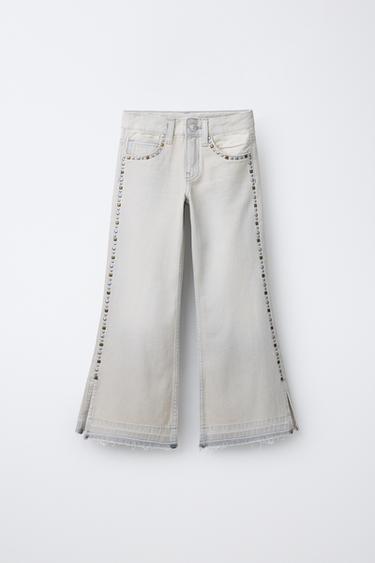 STUDDED BOOT-CUT JEANS - Grey by Zara