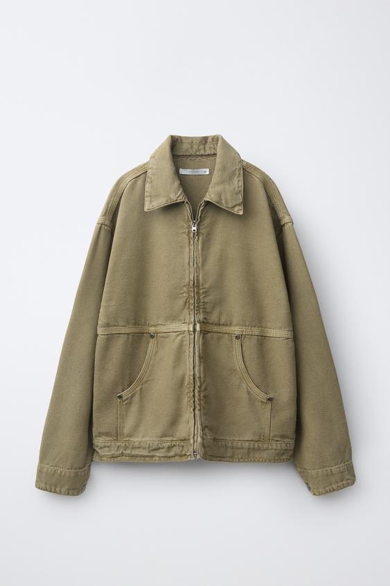 WASHED EFFECT TWILL OVERSHIRT - Khaki by Zara - Image 0