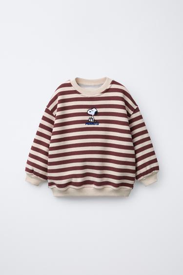 STRIPED SNOOPY PEANUTS™ SWEATSHIRT - Brown / Ecru by Zara