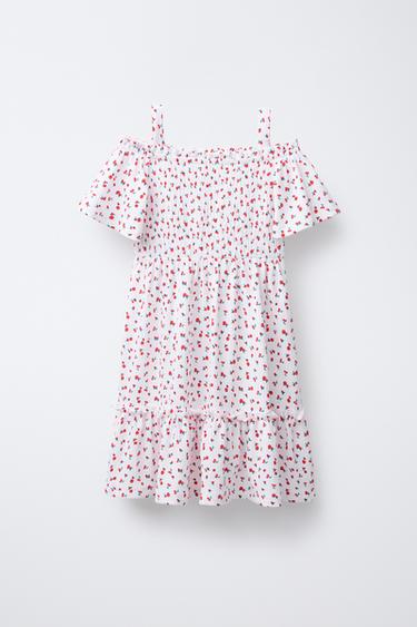 TEXTURED FLORAL DRESS - Ecru / Red by Zara - Image 0