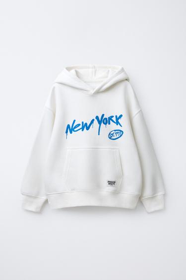 PRINTED HOODIE - Ecru by Zara