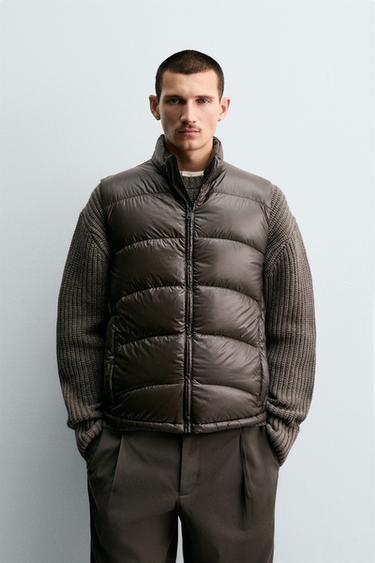 100% FEATHER WATER-REPELLENT DOWN GILET - Chocolate by Zara