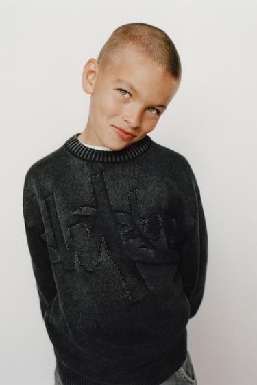 ACID WASH KNITTED JUMPER - Black by Zara