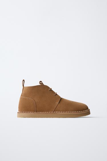 LINED LEATHER BOOTS - Brown by Zara