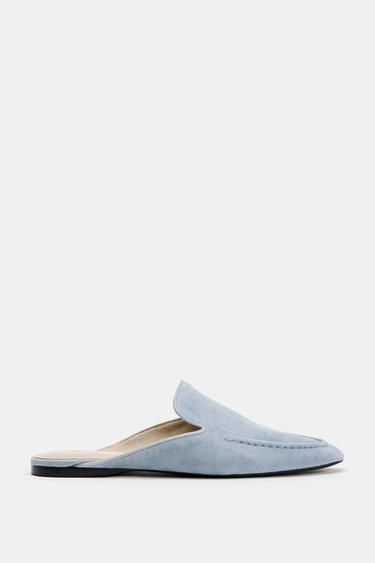 SUEDE MULE LOAFERS - Blue by Zara