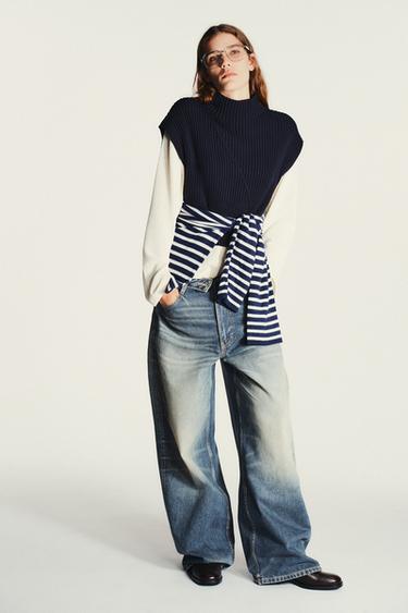 RIBBED KNIT VEST - Navy blue by Zara - Image 0