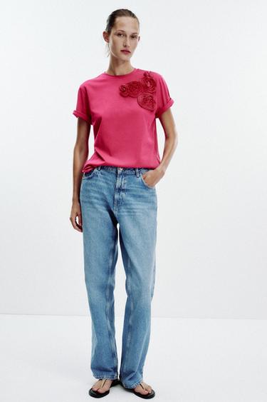 3D FLOWER T-SHIRT - Fuchsia by Zara