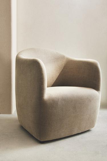 LINEN ACCENT CHAIR - Light beige by Zara