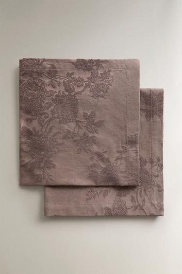 PACK OF COTTON JACQUARD NAPKINS (PACK OF 2) - Burgundy by Zara