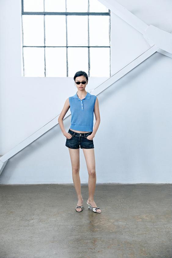KNIT SLEEVELESS POLO SHIRT - Blue by Zara - Image 0