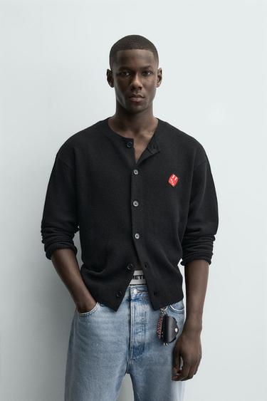 DICE HEARTS PATCH CARDIGAN - Black by Zara