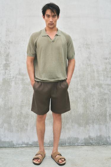 100% LINEN BERMUDA SHORTS - Brown / Taupe by Zara
