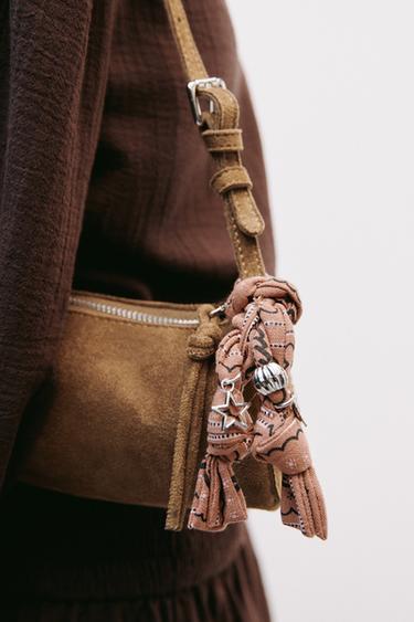 SHOULDER BAG WITH BANDANA - Brown by Zara