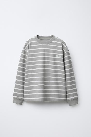 HEAVY WEIGHT STRIPED T-SHIRT - Grey / Beige by Zara