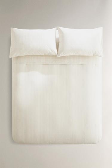 STRIPED DUVET COVER - Ecru by Zara