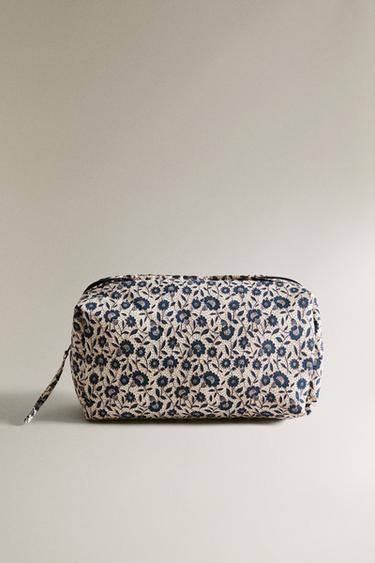 CHILDREN'S FLORAL COTTON WASH BAG - Blue by Zara