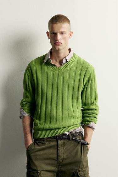 RIBBED RELAXED FIT JUMPER - Green by Zara