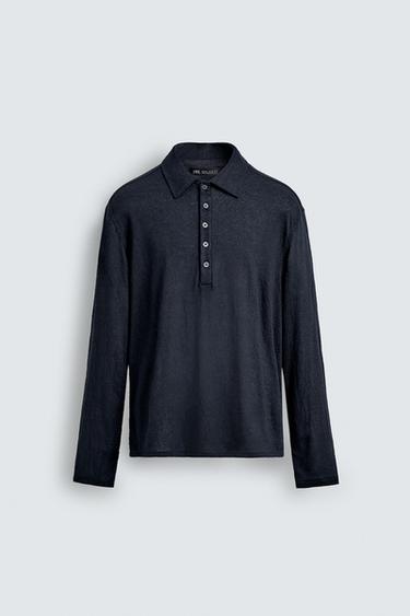 TEXTURED POLO SHIRT - Midnight blue by Zara