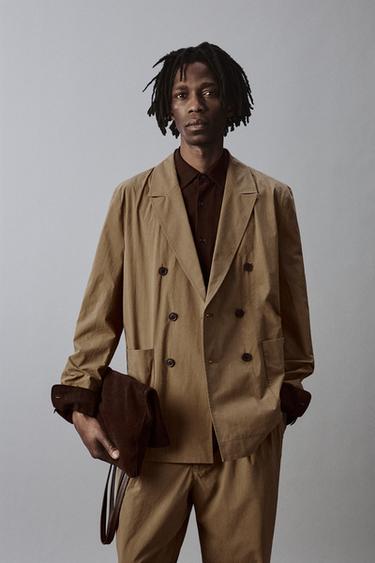 RELAXED FIT DOUBLE-BREASTED BLAZER - Light camel by Zara