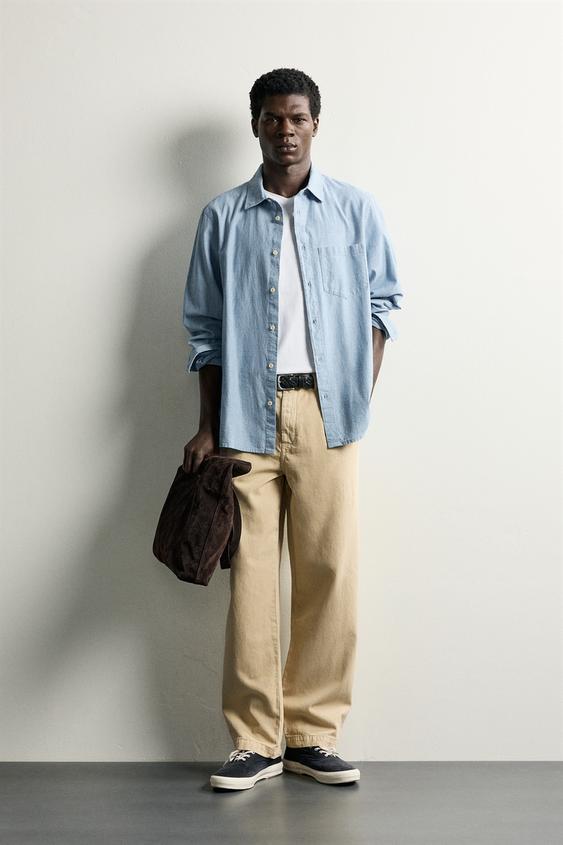 STRAIGHT-LEG CHINO TROUSERS - camel by Zara - Image 0