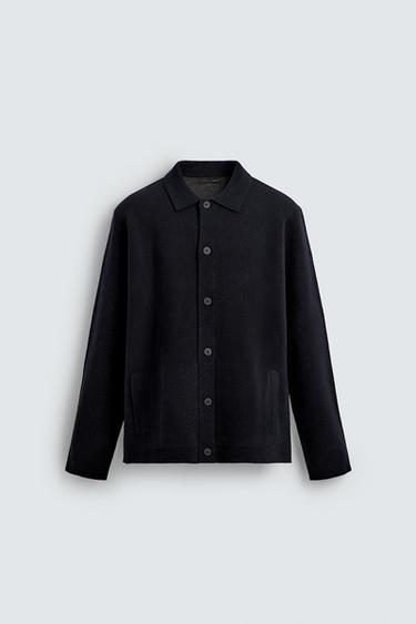 TEXTURED CARDIGAN WITH POCKETS - Navy blue by Zara