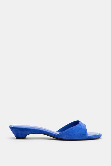 SUEDE MULE SANDALS - Blue by Zara
