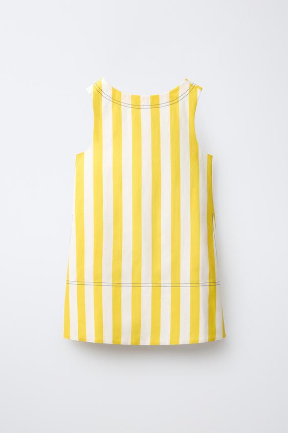 STRIPED DRESS WITH CONTRAST TOPSTITCHING - Printed by Zara - Image 0