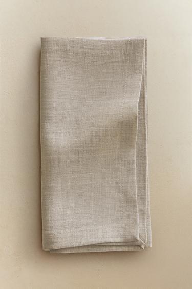 PACK OF PLAIN-COLOURED LINEN NAPKINS - Light beige by Zara