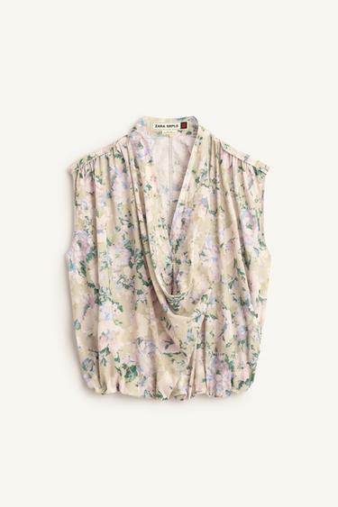 DRPD FLWRS TP - Green by Zara