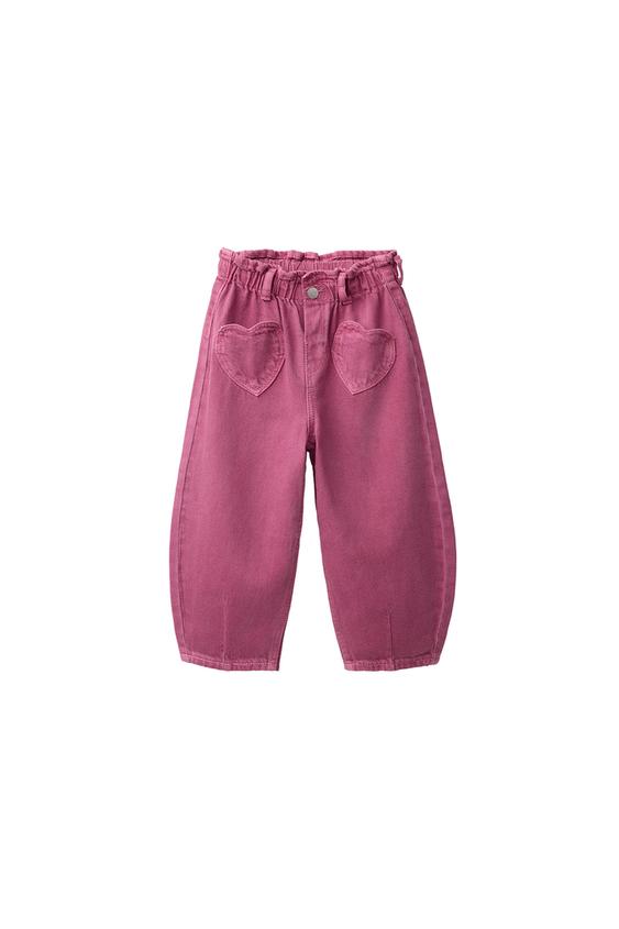 TWILL BAGGY TROUSERS WITH HEART POCKETS - Fuchsia by Zara - Image 0