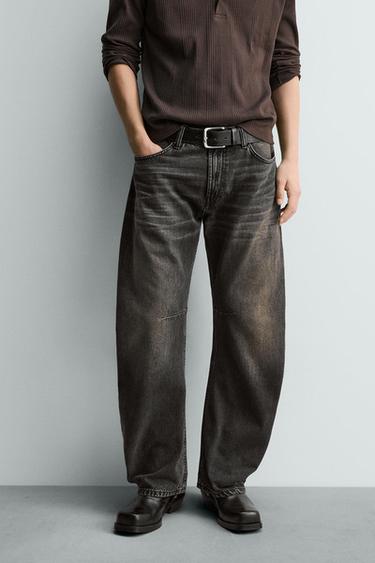 RELAXED BARREL FIT JEANS - Charcoal by Zara