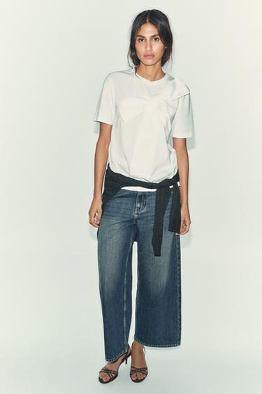 T-SHIRT WITH FRONT BOW - White by Zara - Image 0
