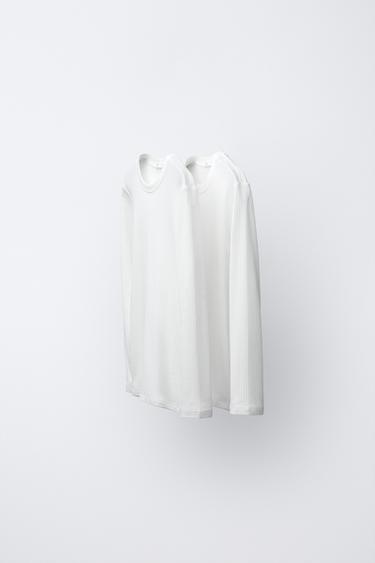 AGES 6-14 / 2-PACK OF RIBBED T-SHIRTS - Oyster-white by Zara