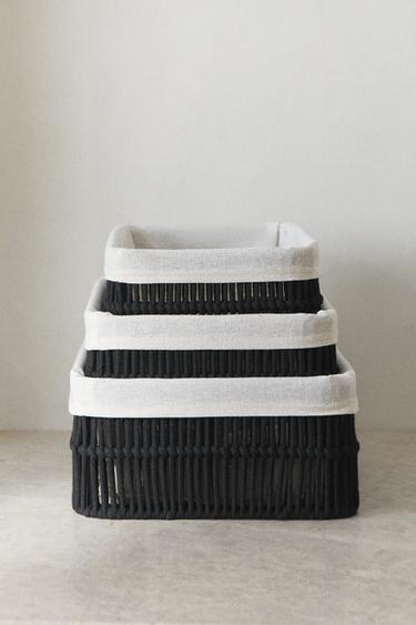 RECTANGULAR FABRIC-LINED HAMPER - Black by Zara