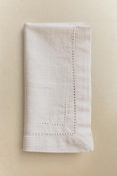 PACK OF HEMSTITCHED COTTON NAPKINS (PACK OF 2) - White by Zara