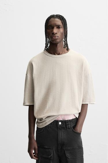 WASHED TEXTURED KNIT T-SHIRT - Ice by Zara
