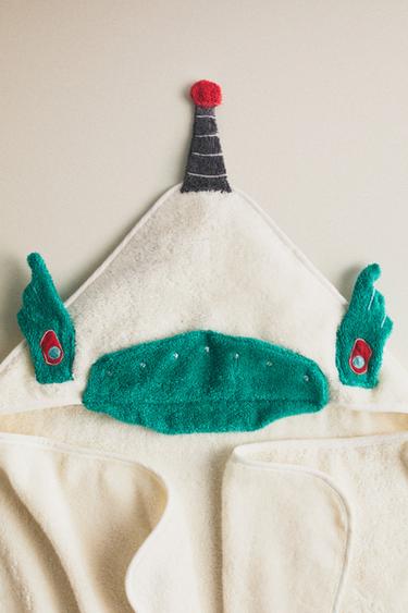 CHILDREN'S SPACE HOODED BATH TOWEL - Oyster-white by Zara