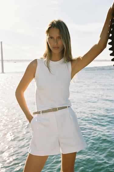 DARTED BERMUDA SHORTS WITH BELT - White by Zara