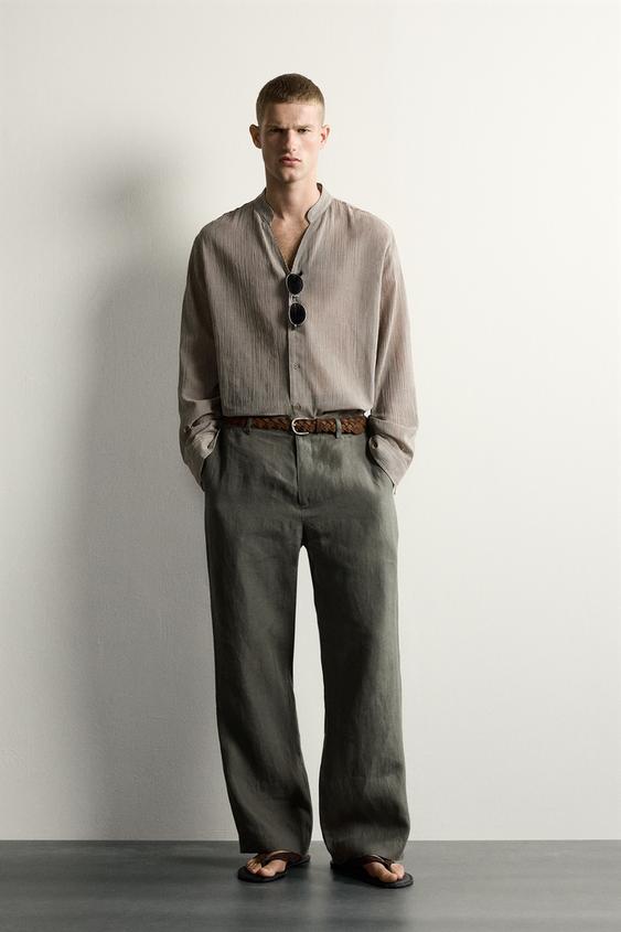 RELAXED FIT JACQUARD SHIRT - Brown Stripes by Zara - Image 0
