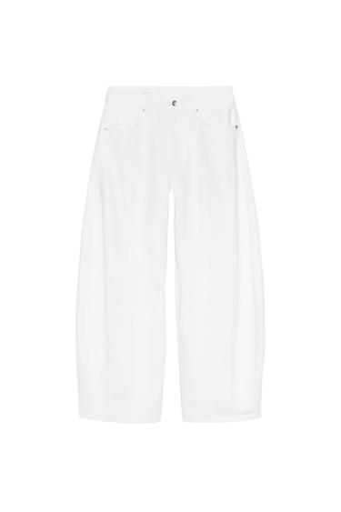 TRF BALLOON MID-WAIST JEANS - Oyster-white by Zara