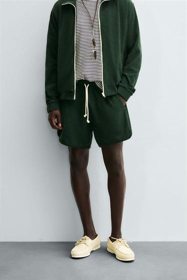 TOWELLING SHORTS - Bottle green by Zara
